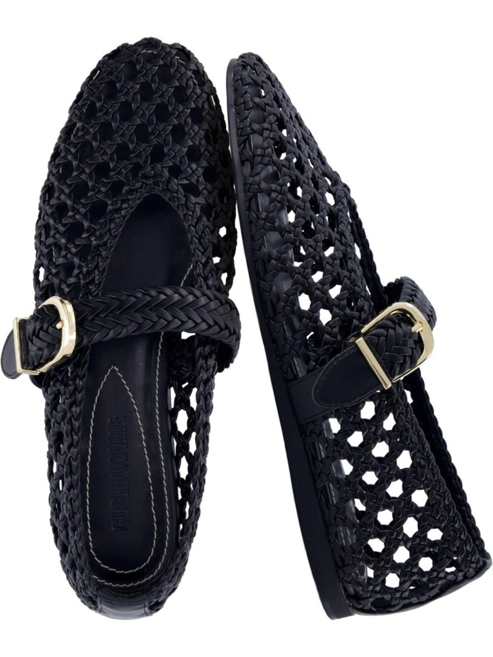 Women's Black Comfortable Adjustable Braided Buckle Mary Jane Ballet Flats - Picture 1 of 6